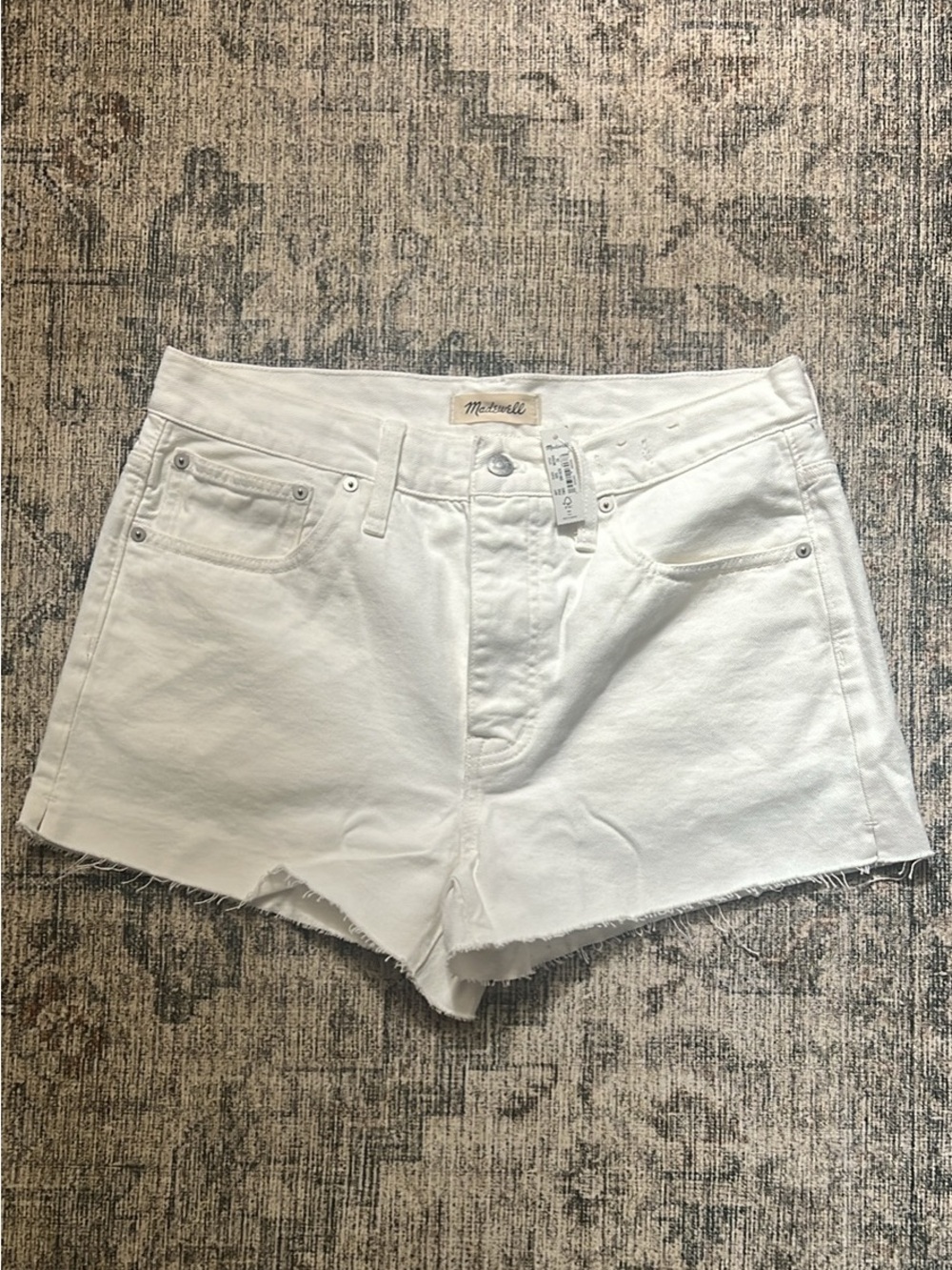 Madewell White Denim Frayed Hem Cutoff Shorts